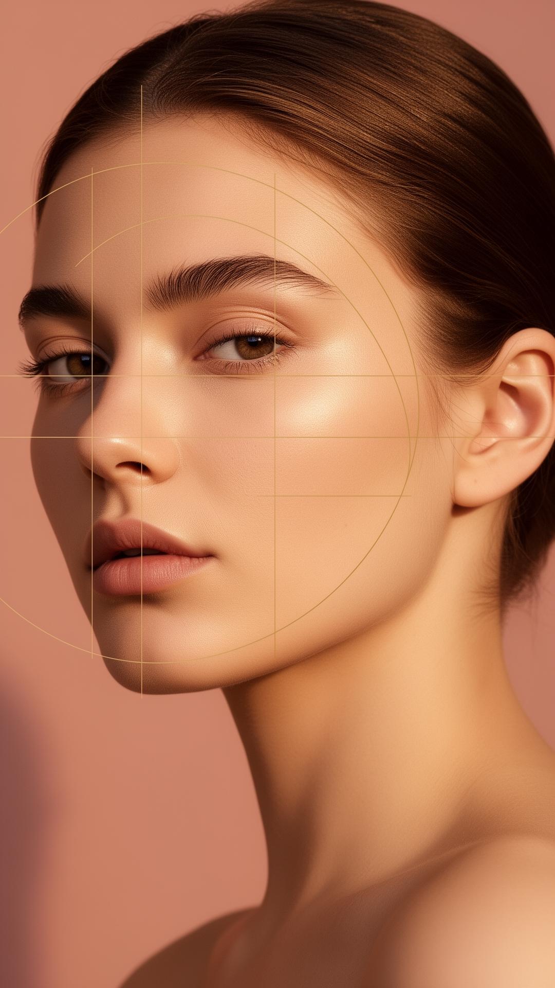 Editorial portrait with golden ratio overlay